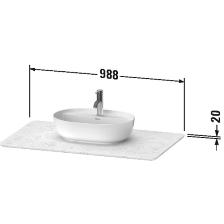 Duravit Luv bordplade, 98,8x59,9 cm, hvid