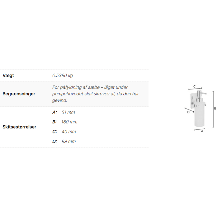 Smedbo Pool sæbedispenser, krom