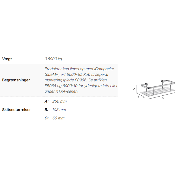 Smedbo Sideline brusehylde, mat sort