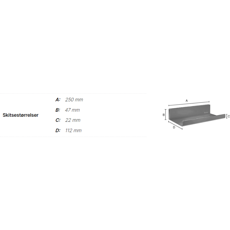Smedbo Sideline hylla, 25x11,2 cm, svart
