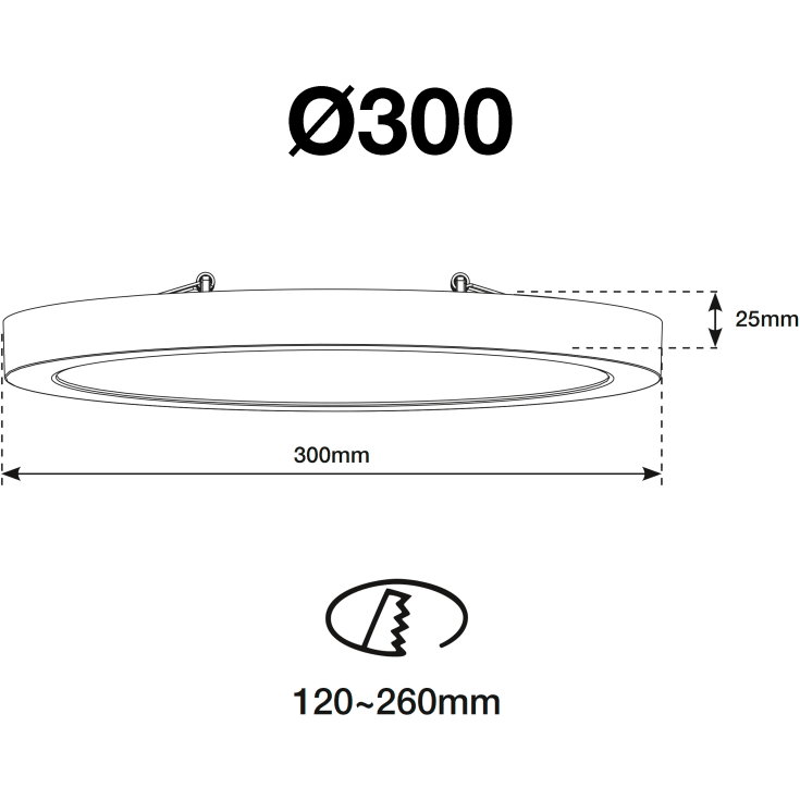 SLC Essentia R Ø235 cut: 65-205 mm 22W 3CCT TED
