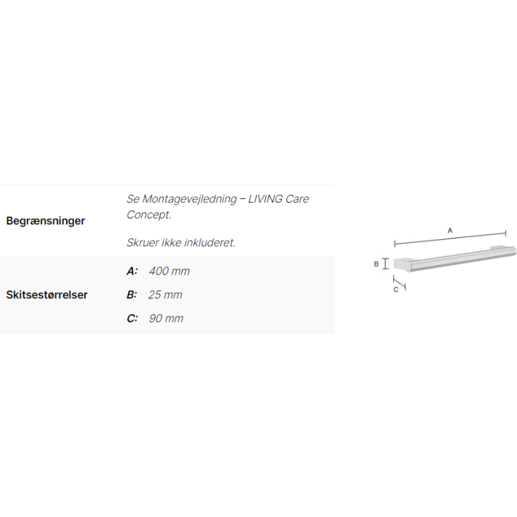 Smedbo Living støttegreb, krom