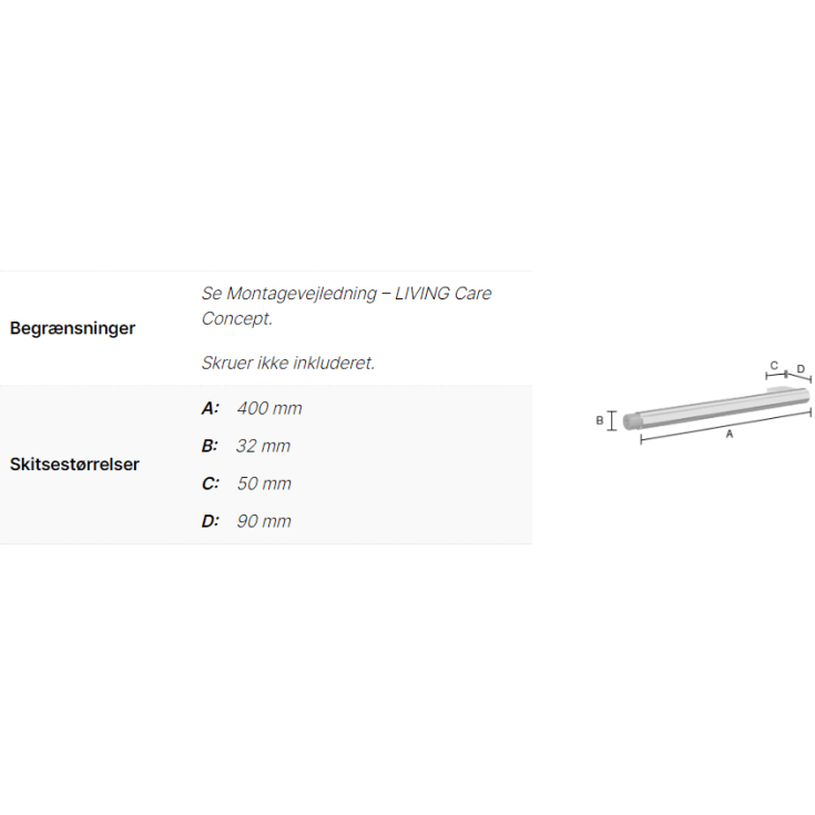 Smedbo Living fixeringspunkt till stödhandtag, 40 cm, krom