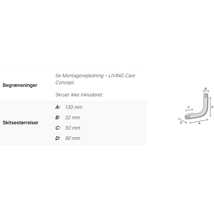 Smedbo Living koblingsdel til støttegreb, højre, krom