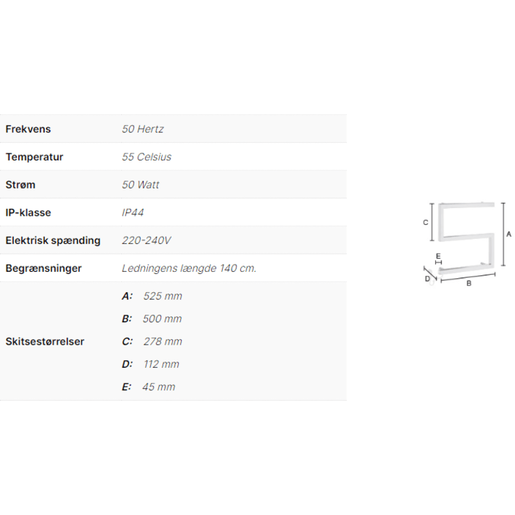 Smedbo Dry FK707 håndklædetørrer, el, 50x52,5 cm, poleret rustfrit stål