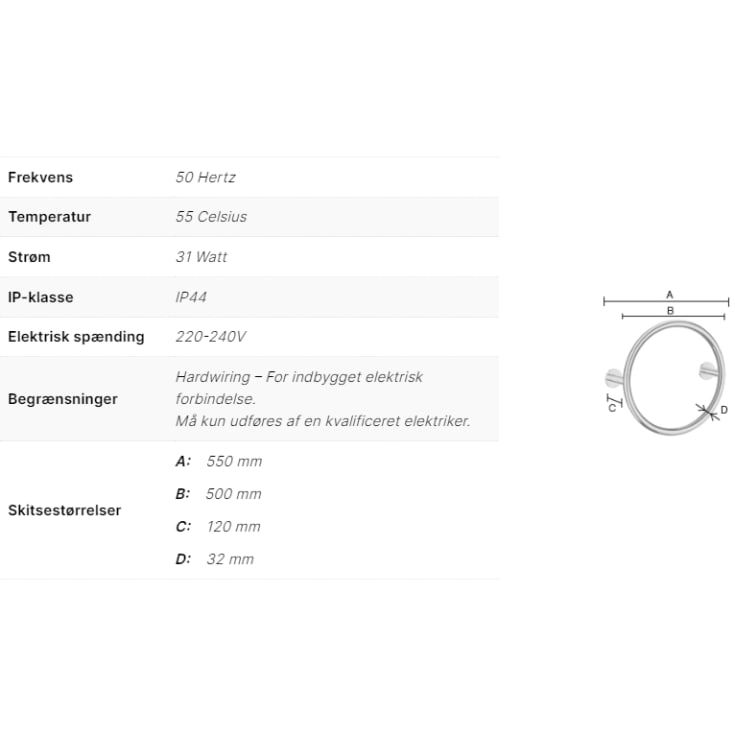 Smedbo Dry FK718 håndklædetørrer, el, Ø50 cm, poleret rustfrit stål