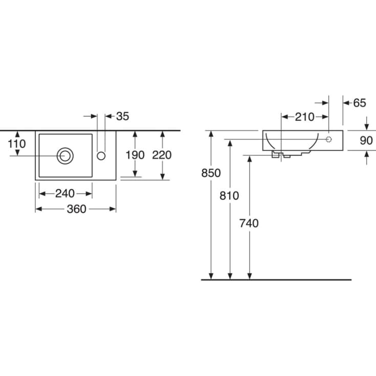 Gustavsberg Artic Small håndvask, 22x36 cm, sort
