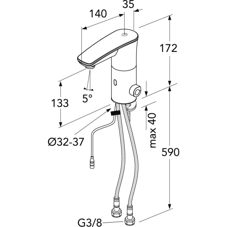 Gustavsberg Sensoric 1.0 håndvaskarmatur, berøringsfri, sort