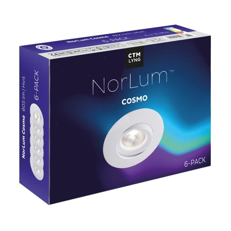 NorLum Cosmo indbygningsspot, 6-pak