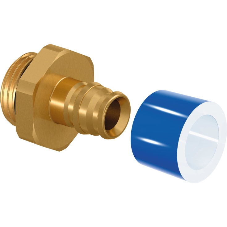 Uponor Aqua PLUS adapter med o-ring, for q&e fordeler, 12x1,7 x 3/8"