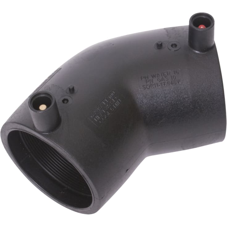 FUSAMATIC ELSVEJSEVINKEL 90 MM X 45° PE SDR11 PN16 AUTO-PIN