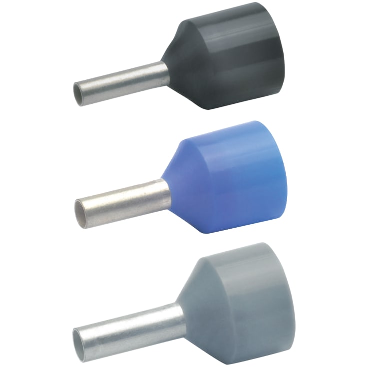 100 stk Terminalrør Isoleret 4 mm² L: 10/19 mm, grå