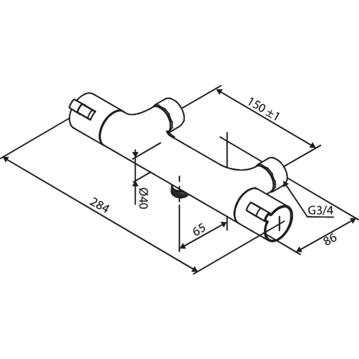 Damixa Thermixa Zero dusjbatteri, krom