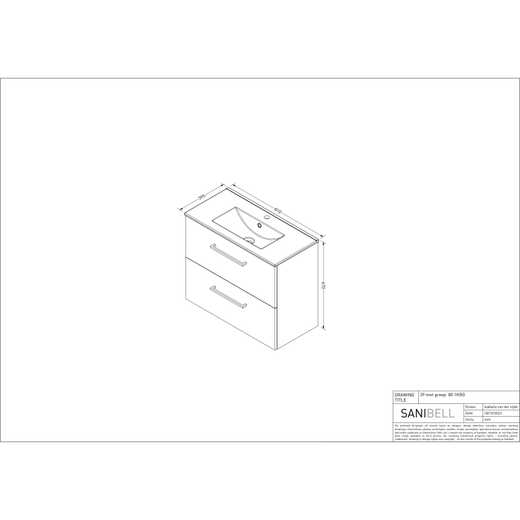 Sanibell Basicline möbelpaket, 80x39cm, whisky ek