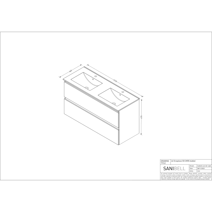 Sanibell Basicline möbelpaket, 120x46 cm, vit högglans
