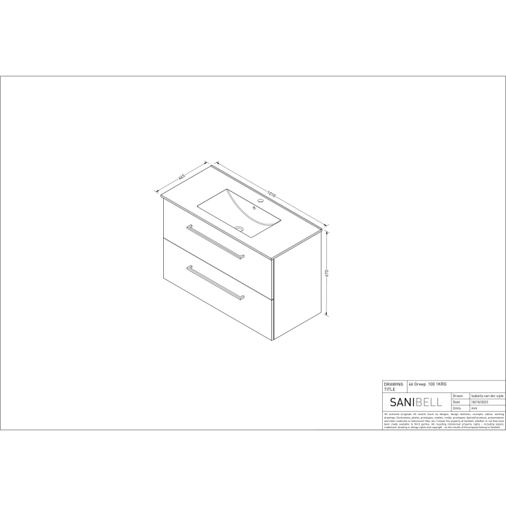 Sanibell Basicline møbelpakke, 100x46 cm, hvid højglans
