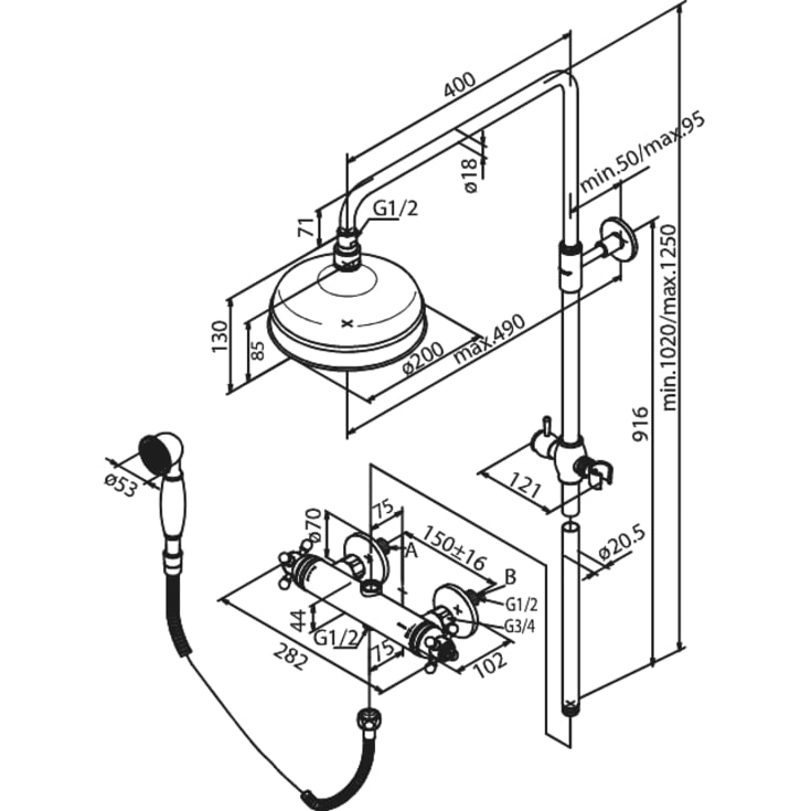 Damixa Tradition brusesæt, krom