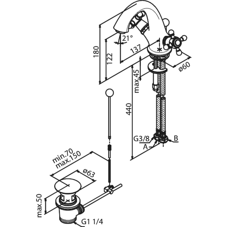 Damixa Tradition servantbatteri, krom