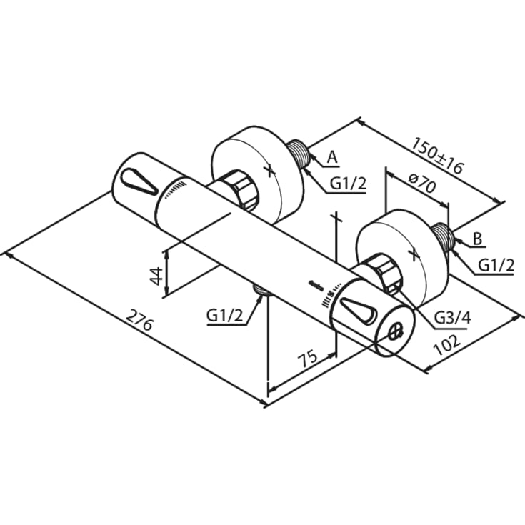 Damixa Silhouet dusjbatteri, børstet messing