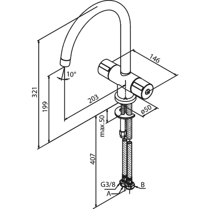 Damixa Titan køkkenarmatur, krom