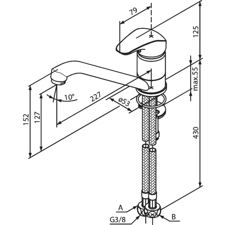 Damixa Space kjøkkenarmatur, krom