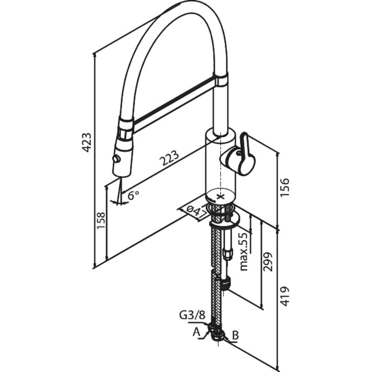 Damixa Silhouet Pro kjøkkenbatteri, krom