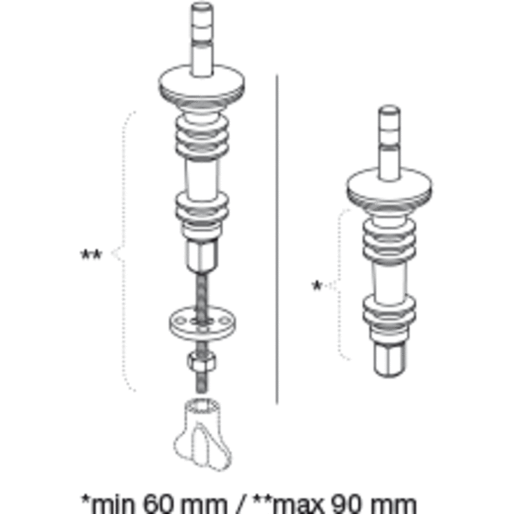 Pressalit fast beslag, top/bundmonteret, rustfrit stål