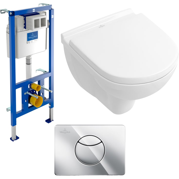 Villeroy & Boch O.Novo væghængt toiletpakke, hvid/krom