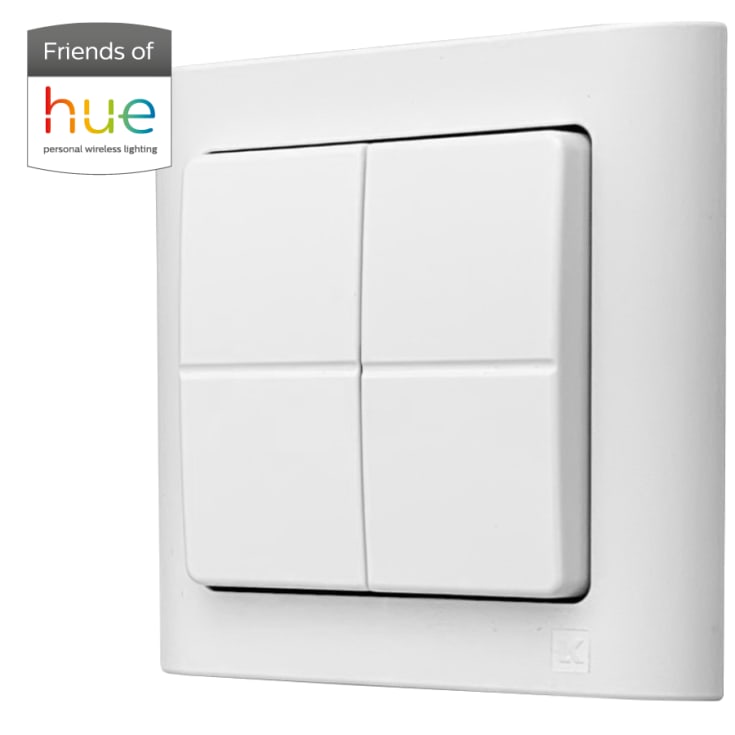 Batterifri 2-knappsbryter, WS2-215Z, fungerer med Philips HUE