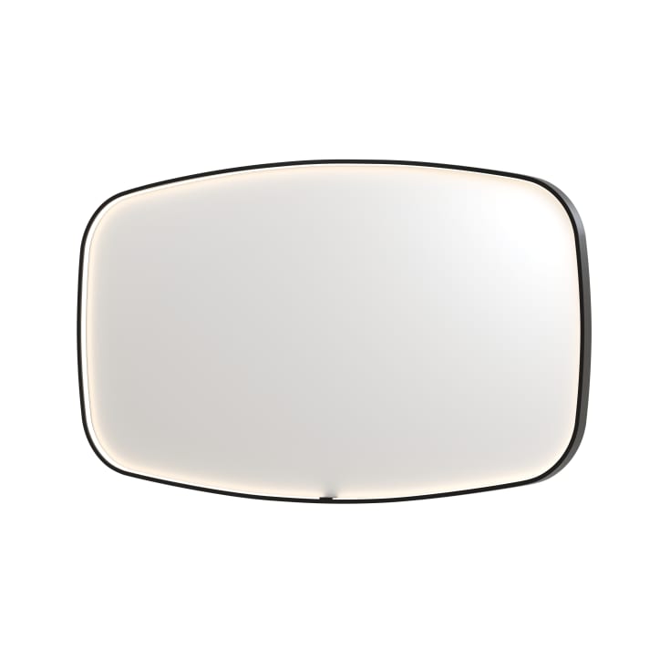 Sanibell Ink SP31 spejl med lys, dæmpbar, dugfri, børstet sort, 140x80 cm