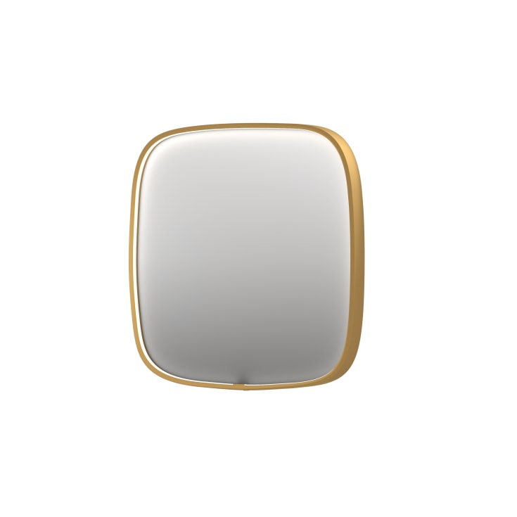 Sanibell Ink SP31 spejl med lys, dæmpbar, dugfri, 100x100 cm, børstet mat guld