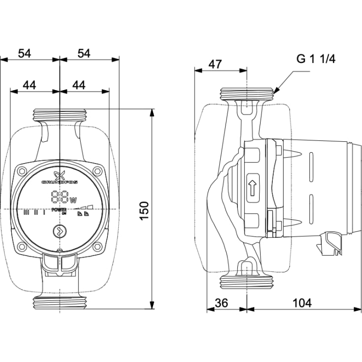 Grundfos Alpha2 20-40 N cirkulationspumpe, 150mm, brugsvand