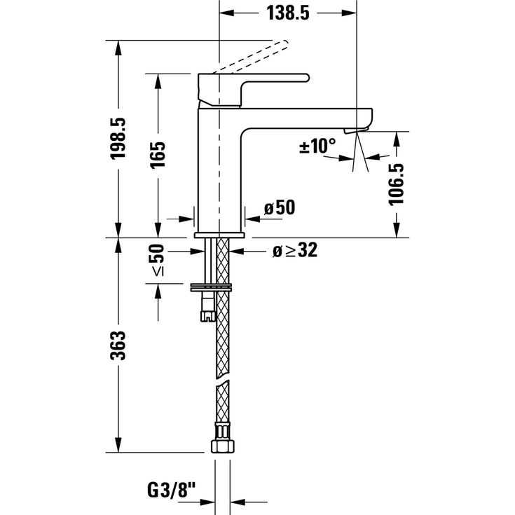 Duravit B.2 håndvaskarmatur, krom
