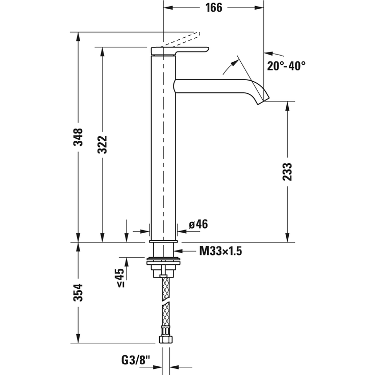 Duravit C.1 håndvaskarmatur, krom