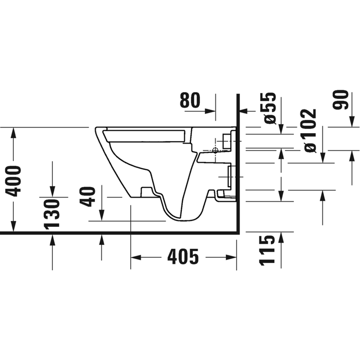 Duravit D-Neo væghængt toilet, uden skyllekant, rengøringsvenlig, hvid