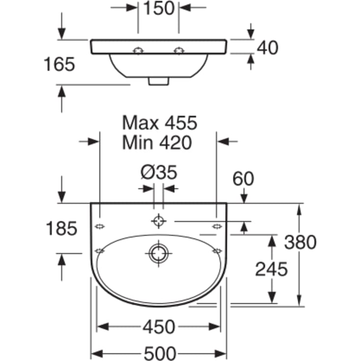 Gustavsberg Nautic 5550 servant, 50x38 cm, hvit