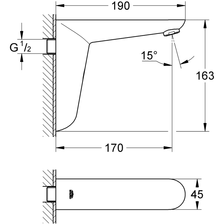 Grohe Minta køkkenarmatur, udtrækstud, krom