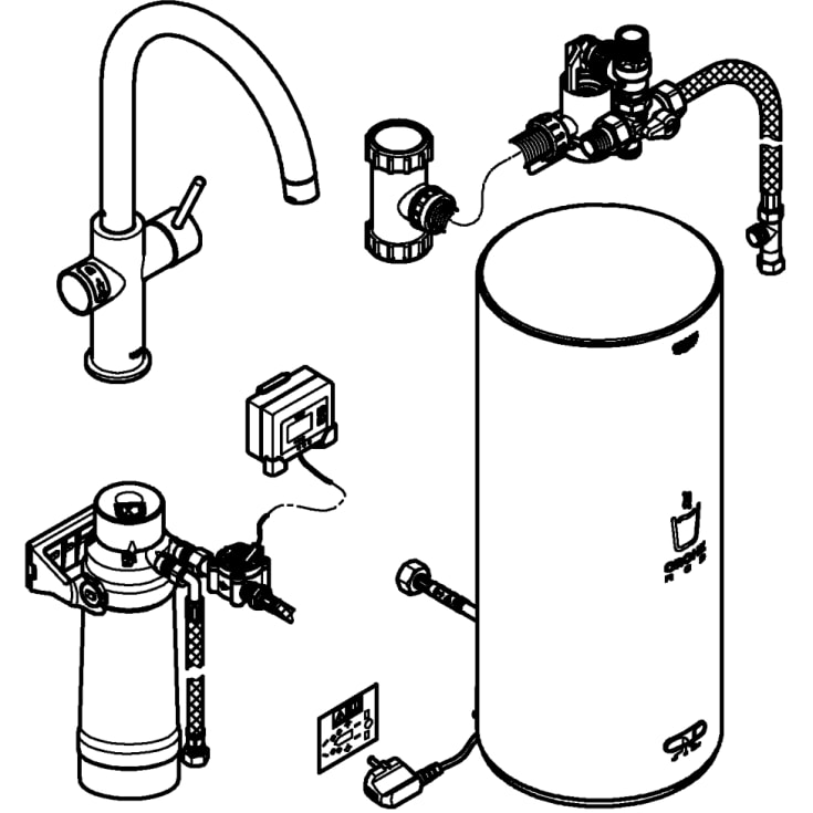 Grohe Red Duo L kjøkkenarmatur, kokende vann, stål