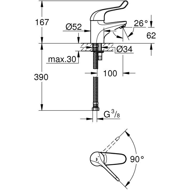 Grohe Grohtherm SmartControl dusjbatteri, hvit
