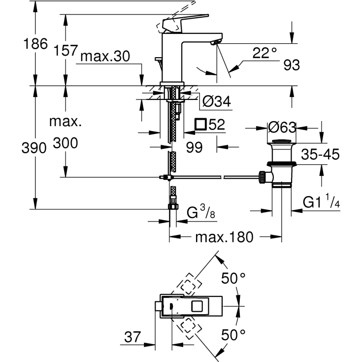 Grohe Grohtherm SmartControl dusjbatteri, hvit