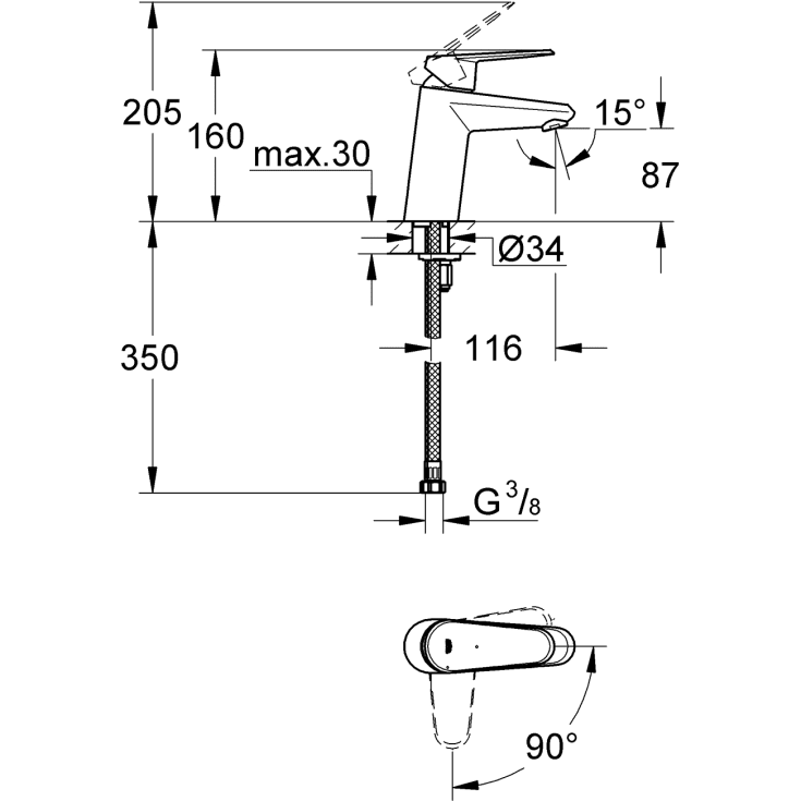 Grohe Essence duschblandare, stål