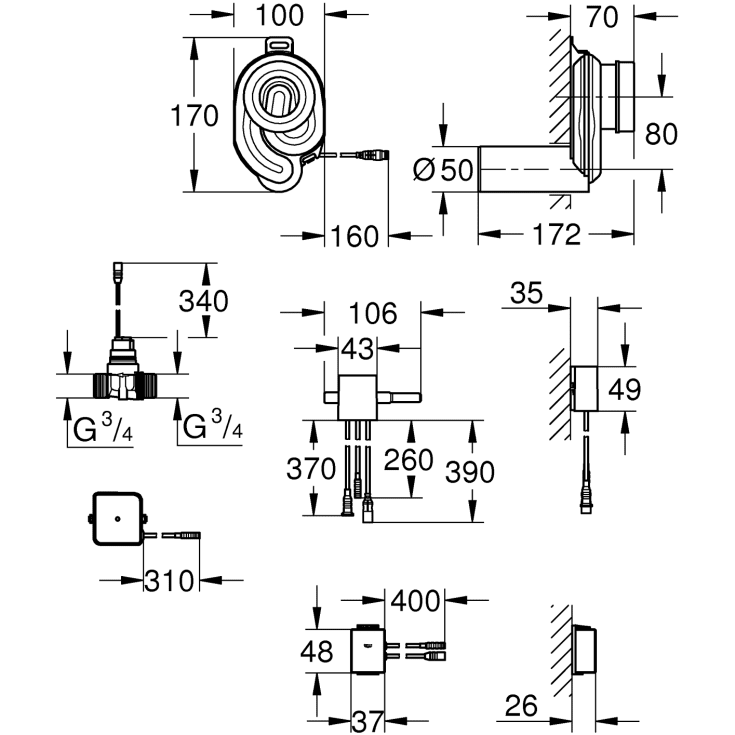 Grohe Grohtherm SmartControl brusearmatur, krom