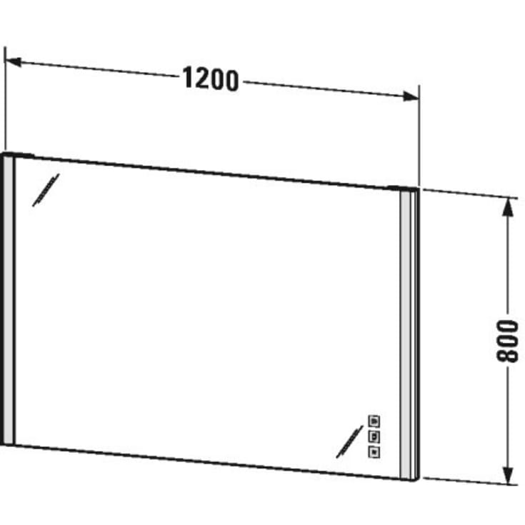 Duravit XSquare speil med lys, dimbart, touch, 120x80 cm, krom