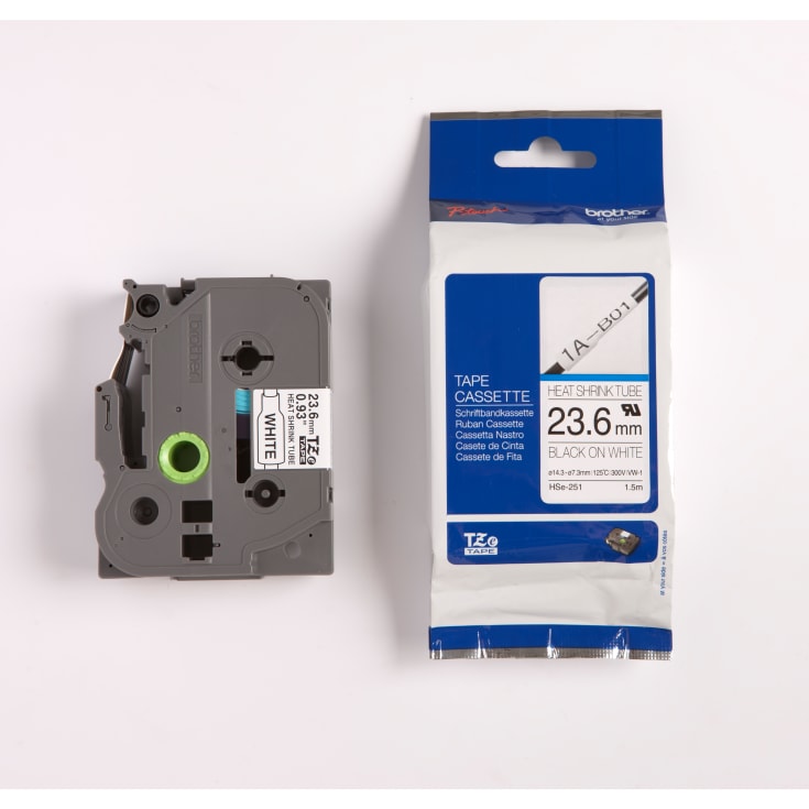 brother krympeflextape HSe-251E, sort/hvid 21,0 mm, til 4,2-13,5 mm kabler
