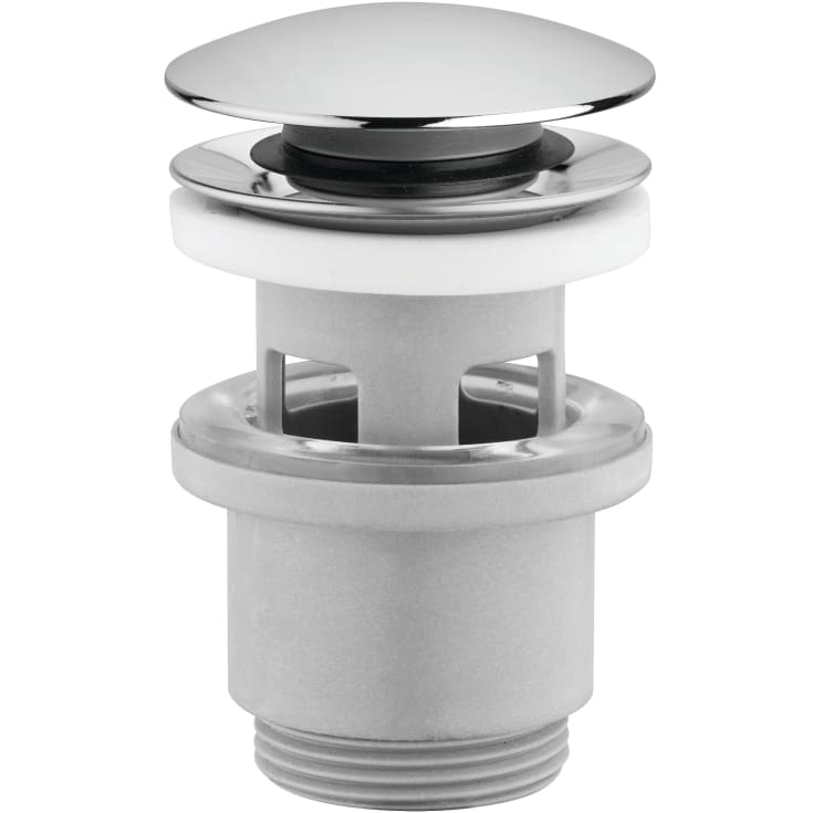 NICO push-up bundventil 1 1/4" lang krom med overløb