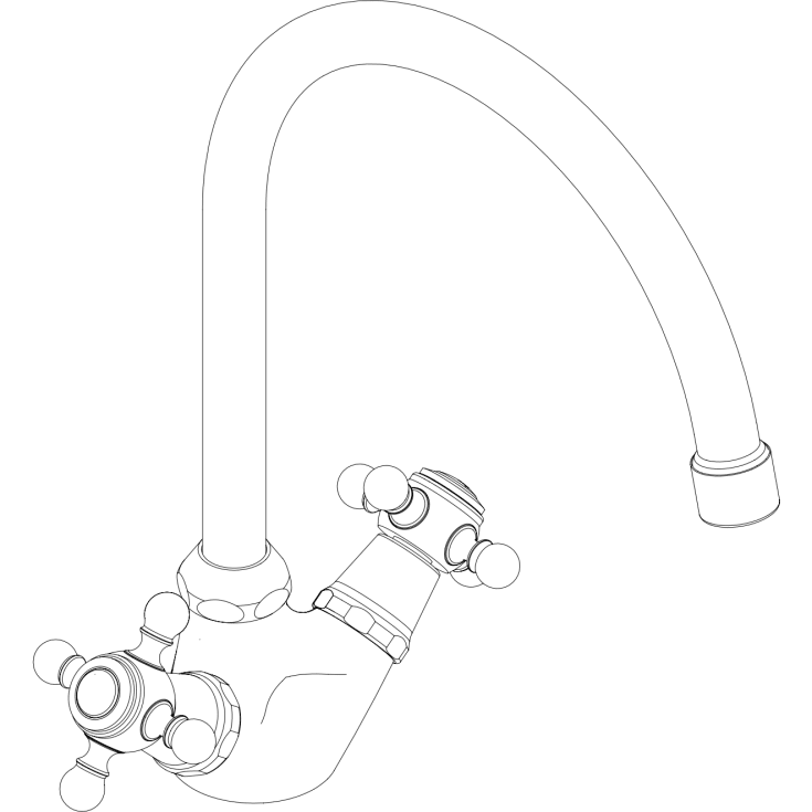 Damixa Tradition kjøkkenarmatur, krom