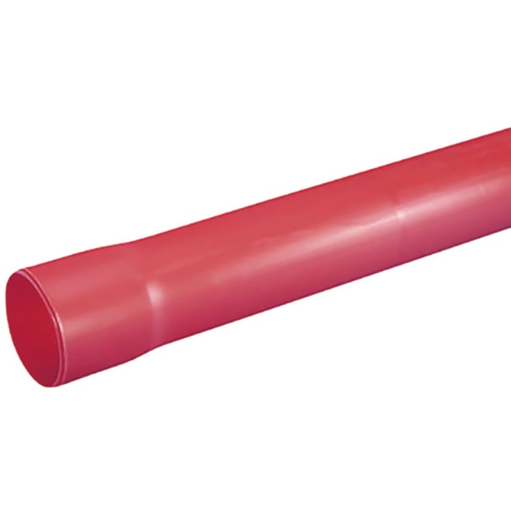 6 meter Letbek kabelrør med muffe, glat, 32/28 mm, rød