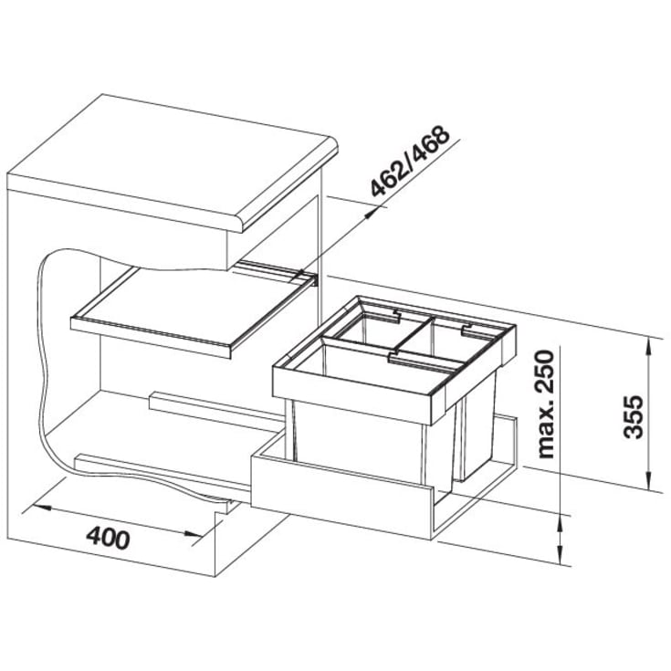 Blanco Flexon II 50/2 affaldssystem, 38 liter, sort