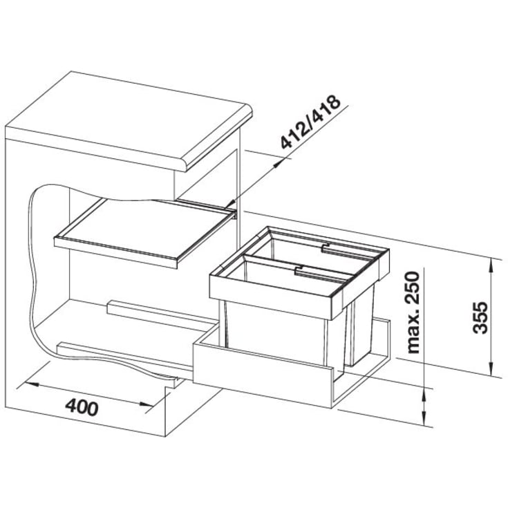 Blanco Flexon II 45/2 affaldssystem, 32 liter, sort