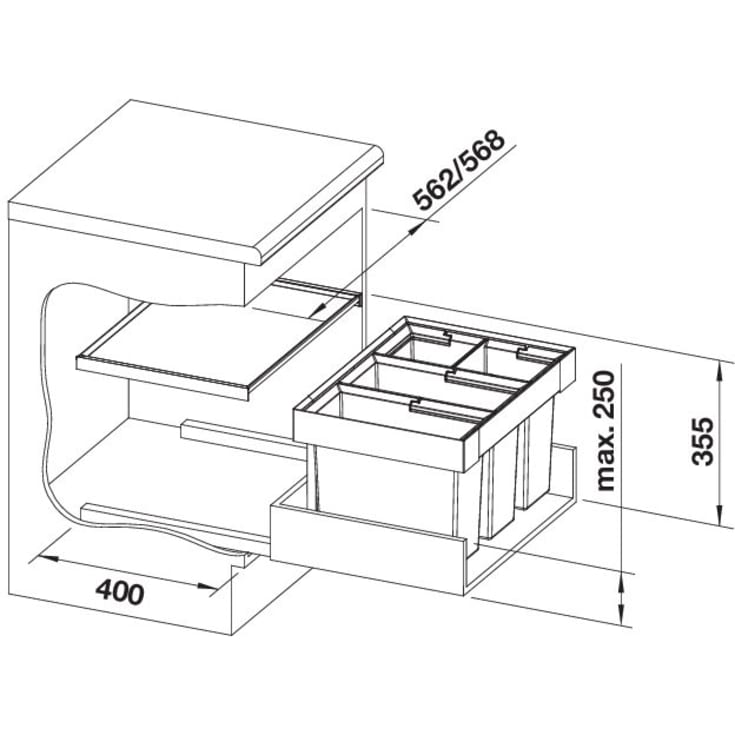 Blanco Flexon II 60/4 affaldssystem, 42 liter, sort